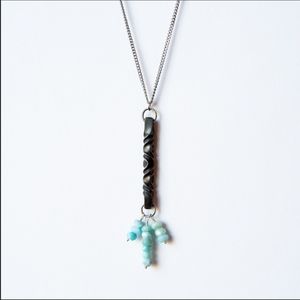 Artisan Blacksmith Iron Larimar Necklace | 6th Anniversary Iron Gift